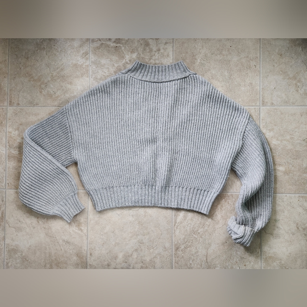 Garage Balloon Sleeve Quarter Zip Sweater - Size Large - Picture 7 of 9
